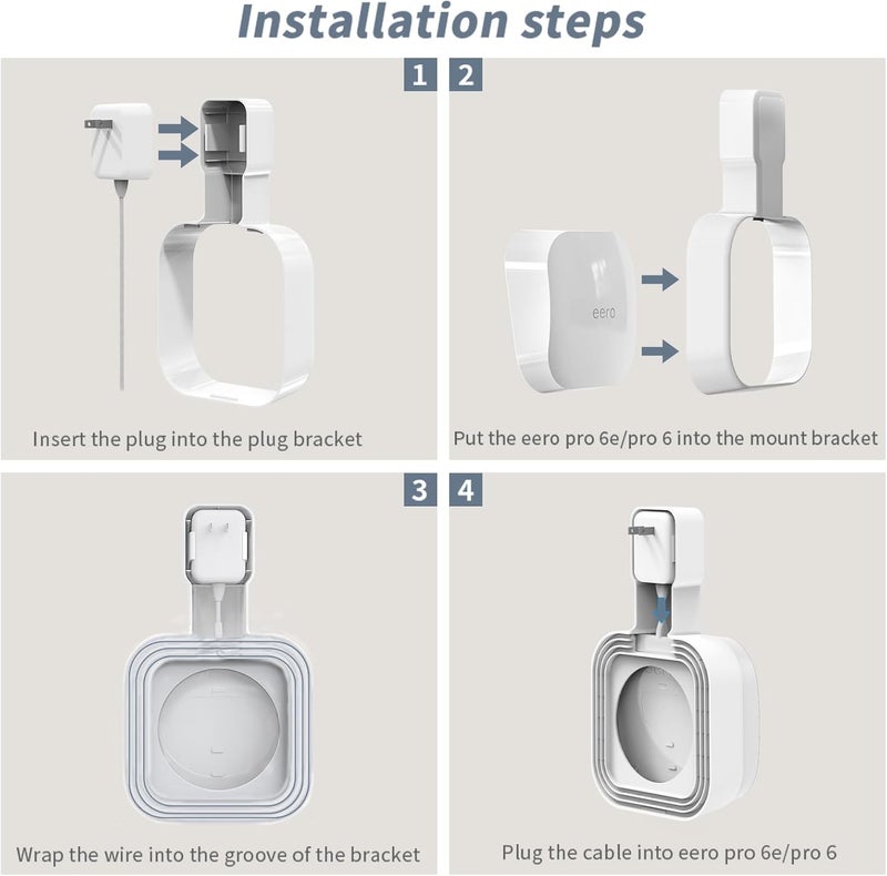 Mamerry Wall Mount Holder for eero Pro 6e/Pro 6, No Messy Wires, Space Saving, Outlet Wall Bracket Only Compatible with eero Pro 6e/Pro 6 Mesh Wi-Fi System Router (1 Pack) - Image 4